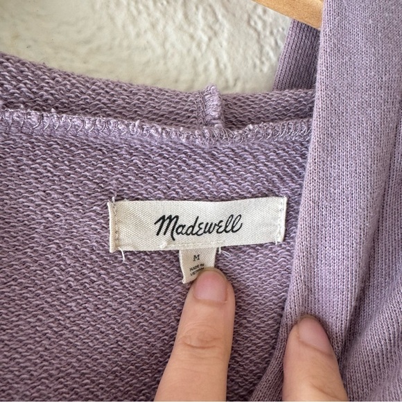 Madewell Pleat-Sleeve Shrunken Hoodie Sweatshirt Pressed Violet Small - Picture 5 of 8